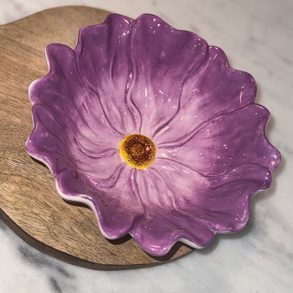 Vanson Ceramic Purple Flower Bowl